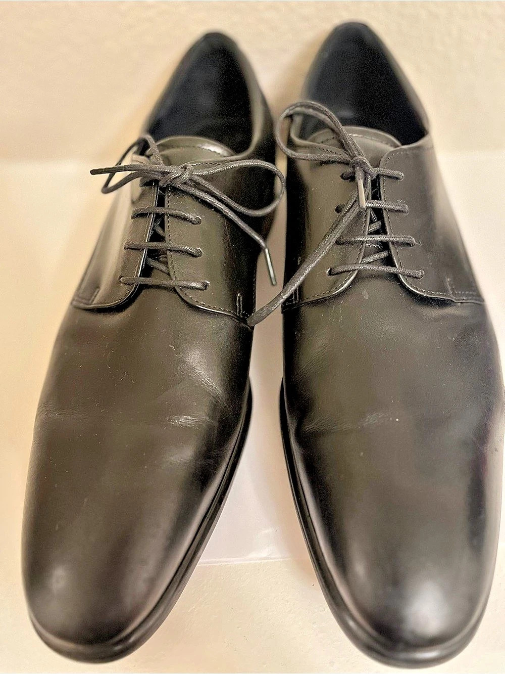 ECCO Tray Tech Black Leather Oxford Dress Shoes Men's EU 47 / US 13-13.5
